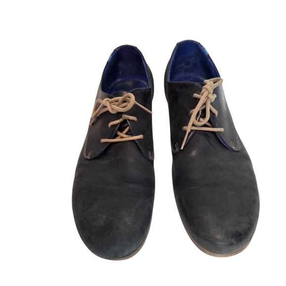 JOHN FLUEVOG RADIO CBC DERBY OXFORD BLACK LEATHER LACE UP SHOES men's US 9.5 - Picture 1 of 16